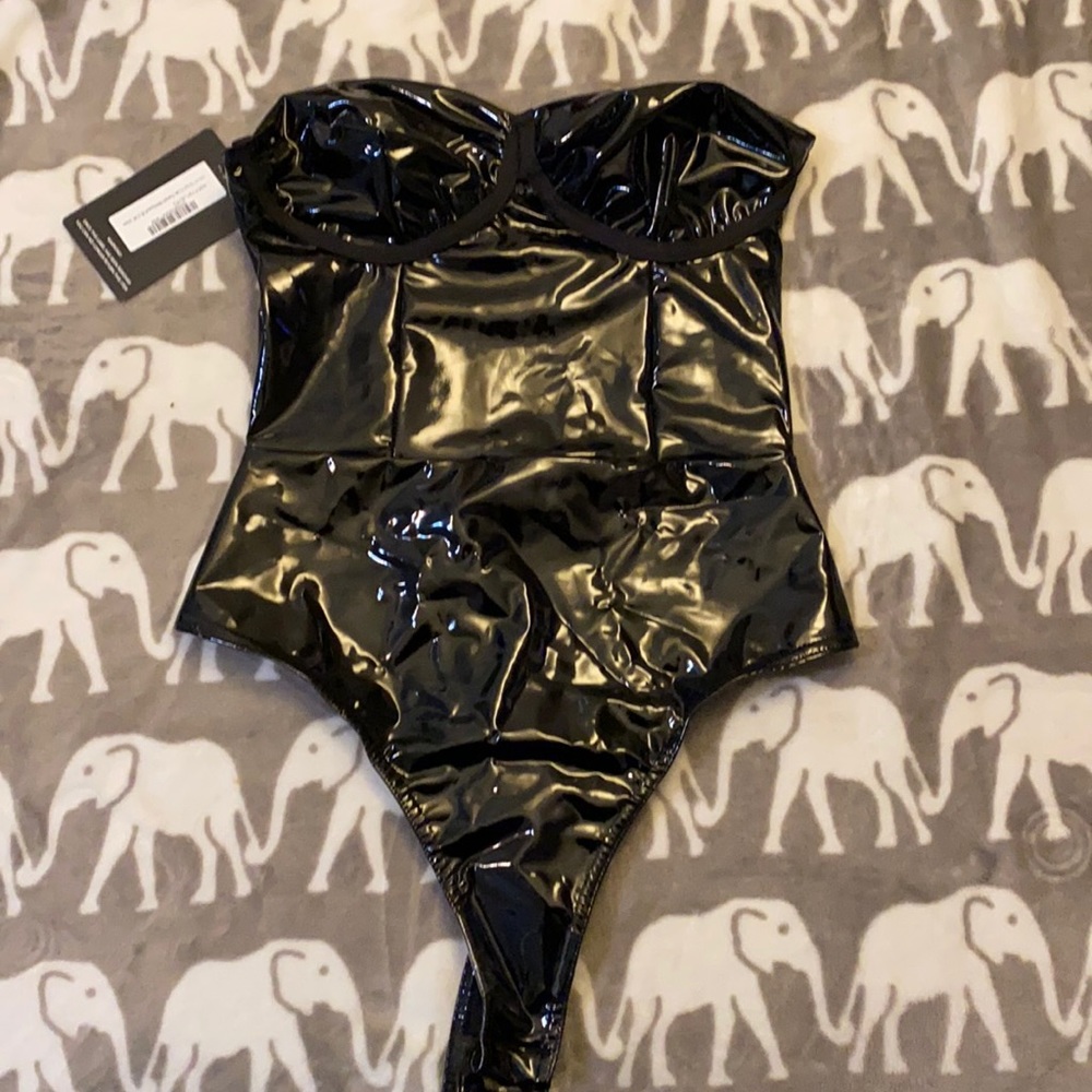 Black Vinyl Bodysuit